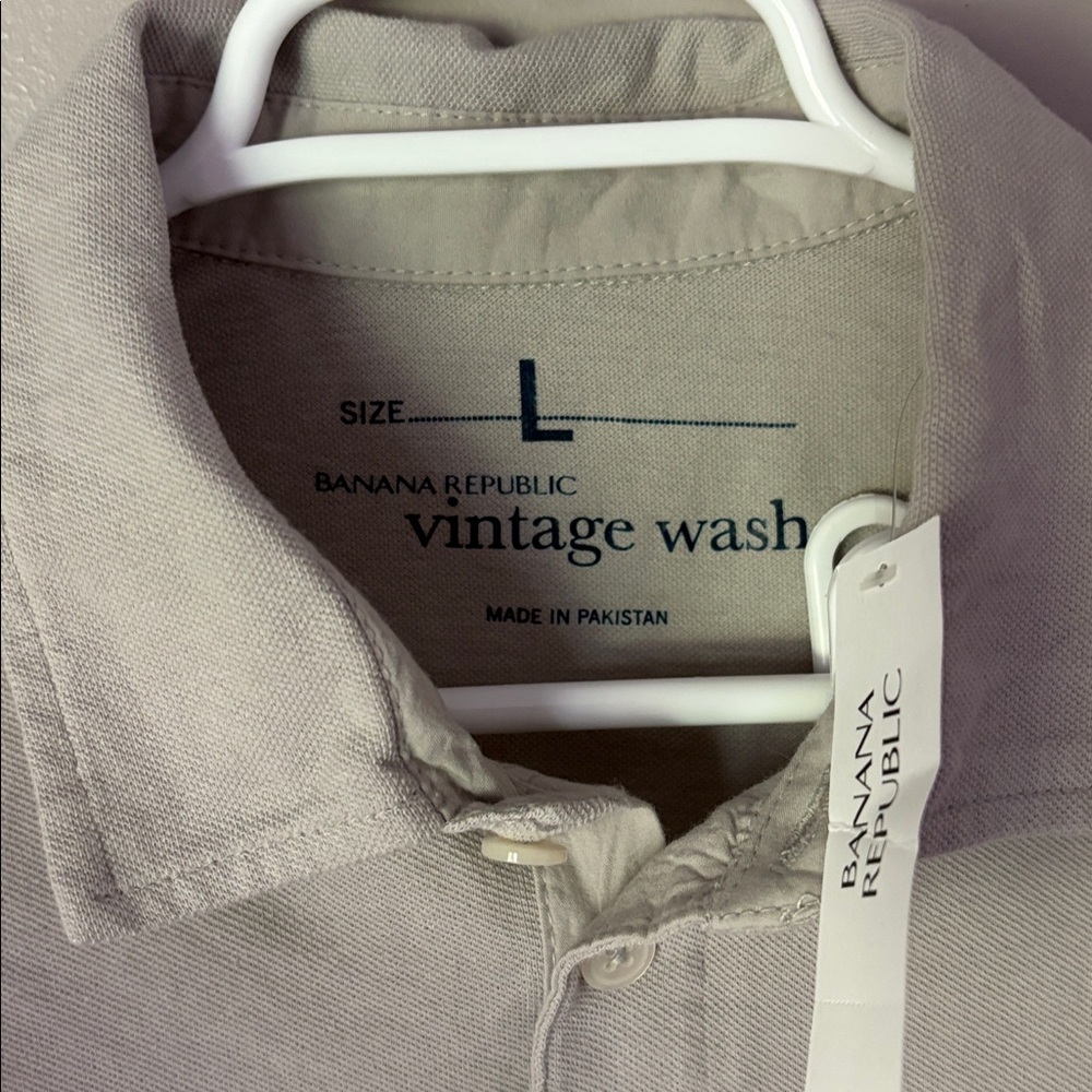 NWT BANANA REPUBLIC Men’s Vintage Wash Grey Polo - Picture 3 of 5
